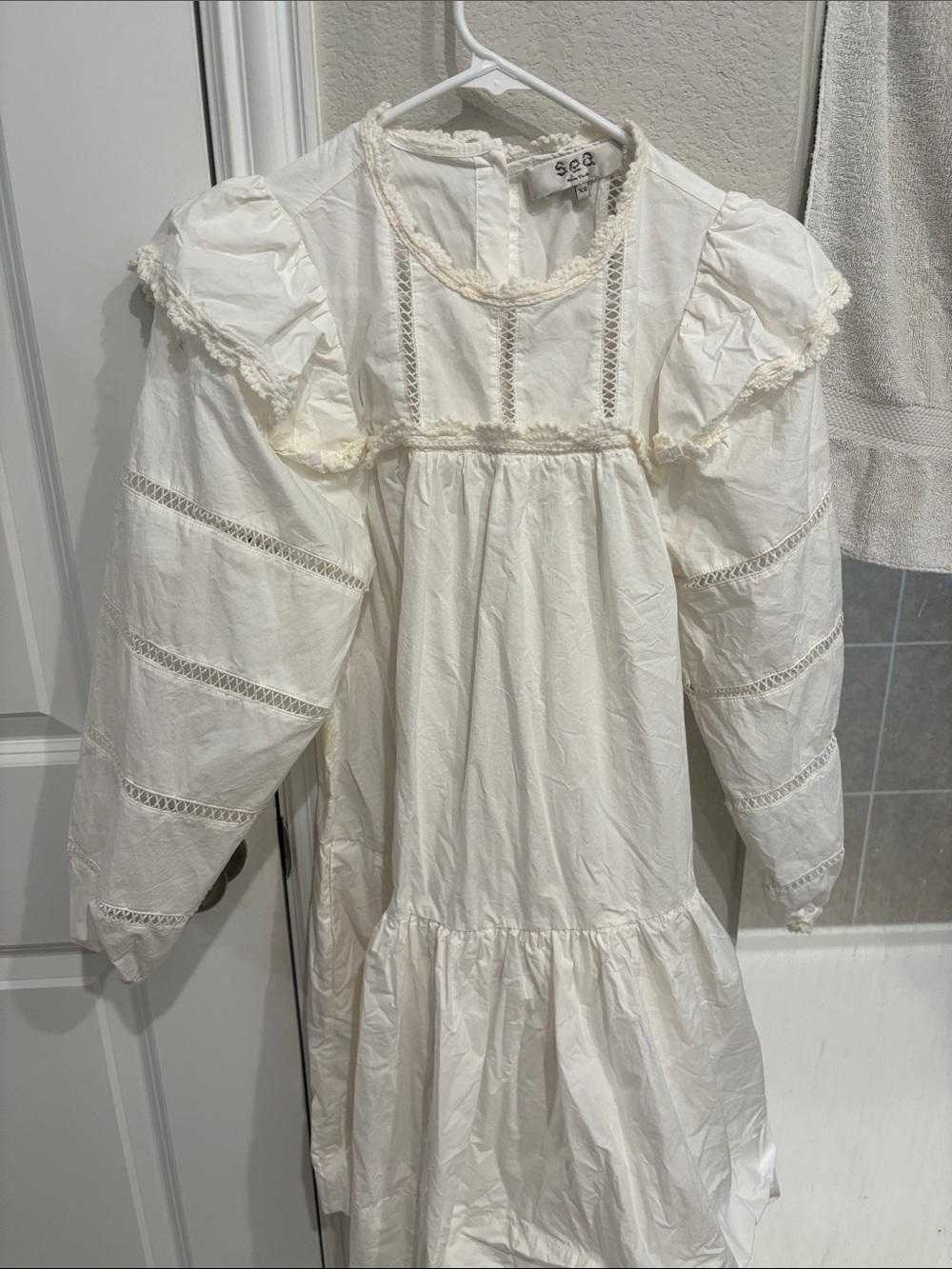 Sea New York Lace-Trim Puff Sleeve Dress